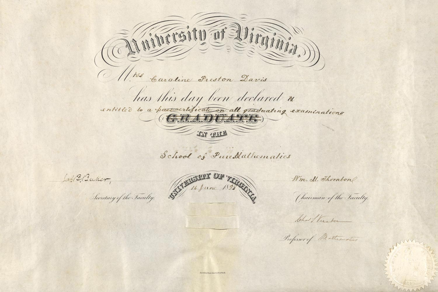 A diploma with handwritten edits