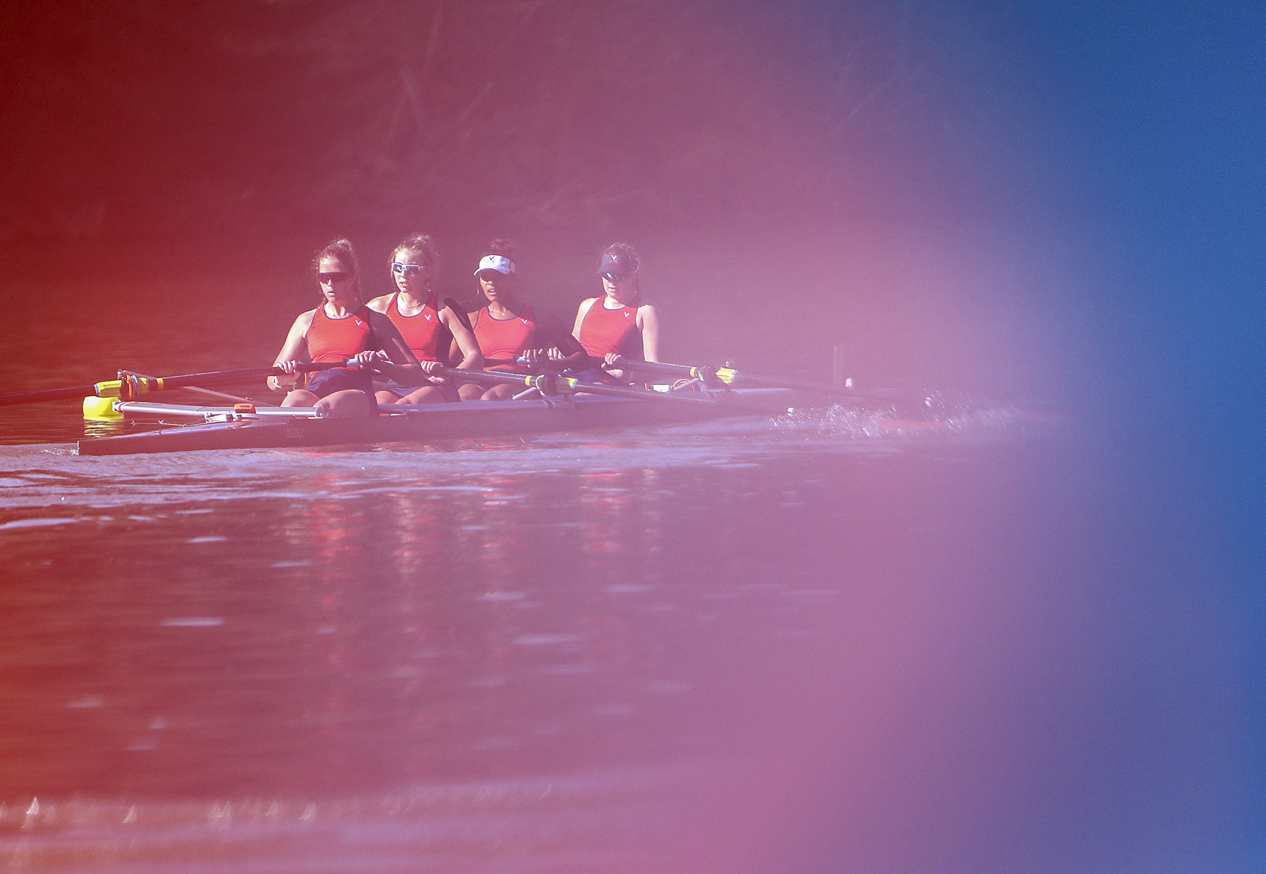UVA Womens rowing team on the water