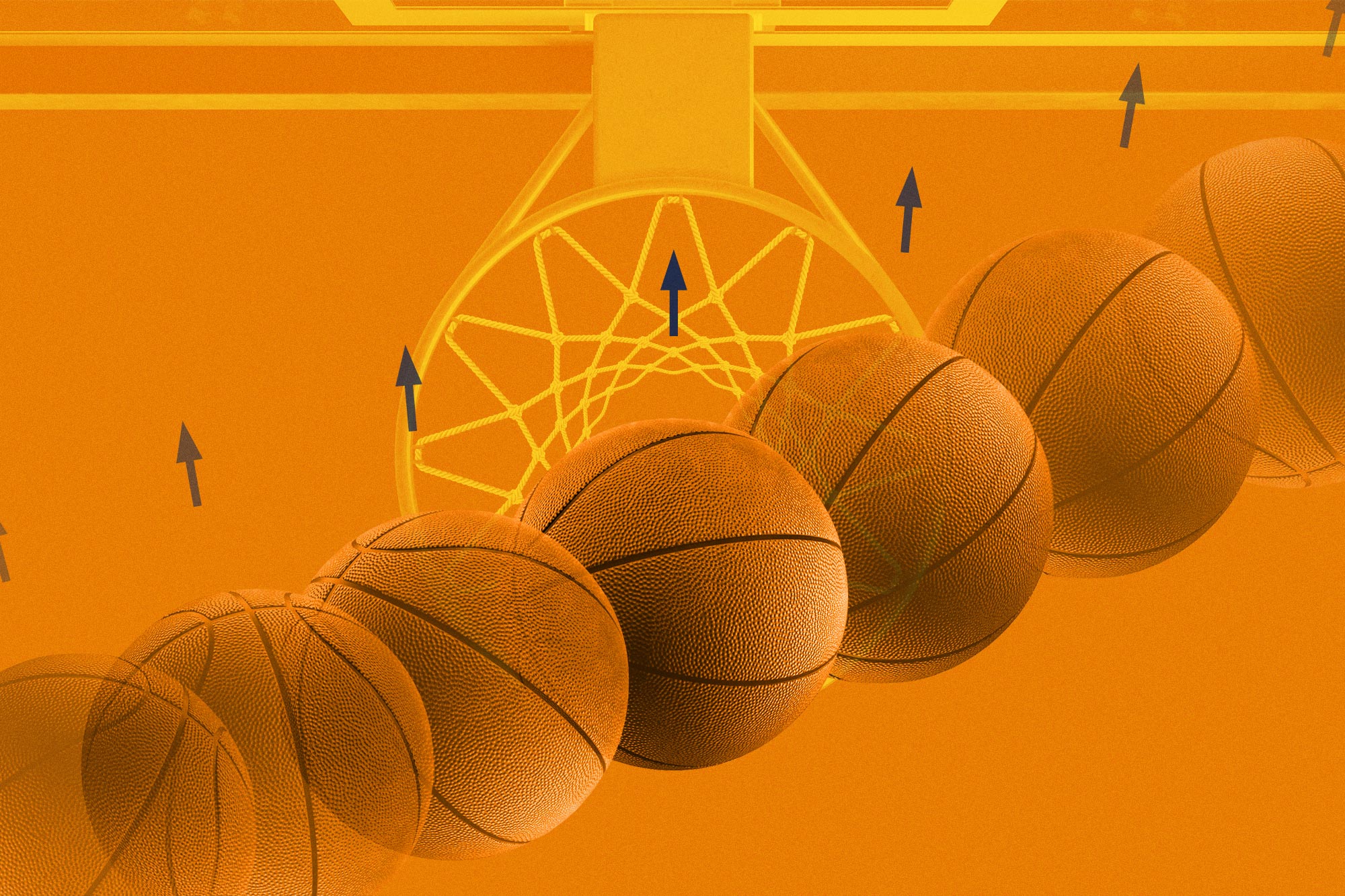 Illustration of a basketball hoop and a basketball