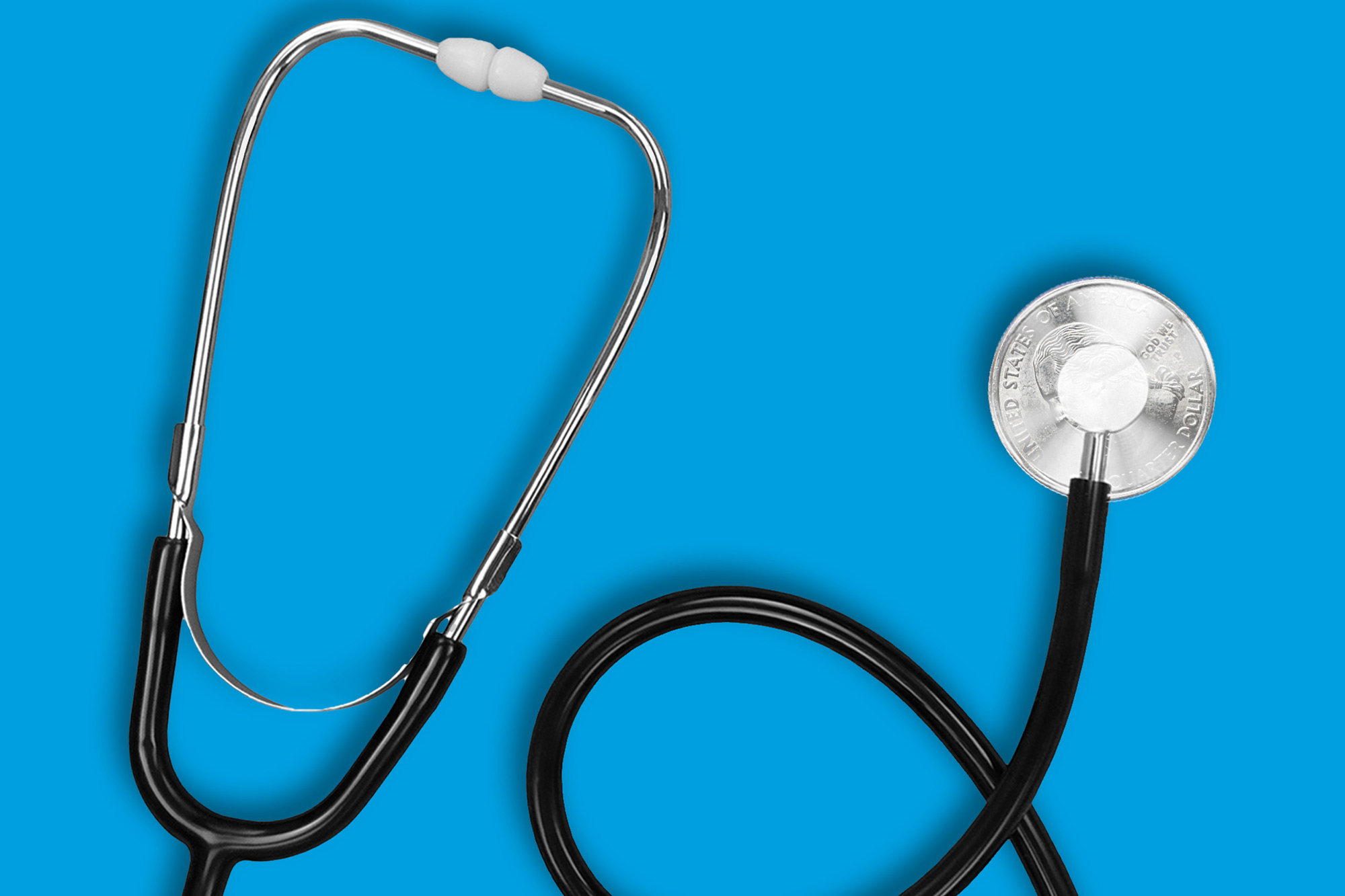 stethoscope on a blue background