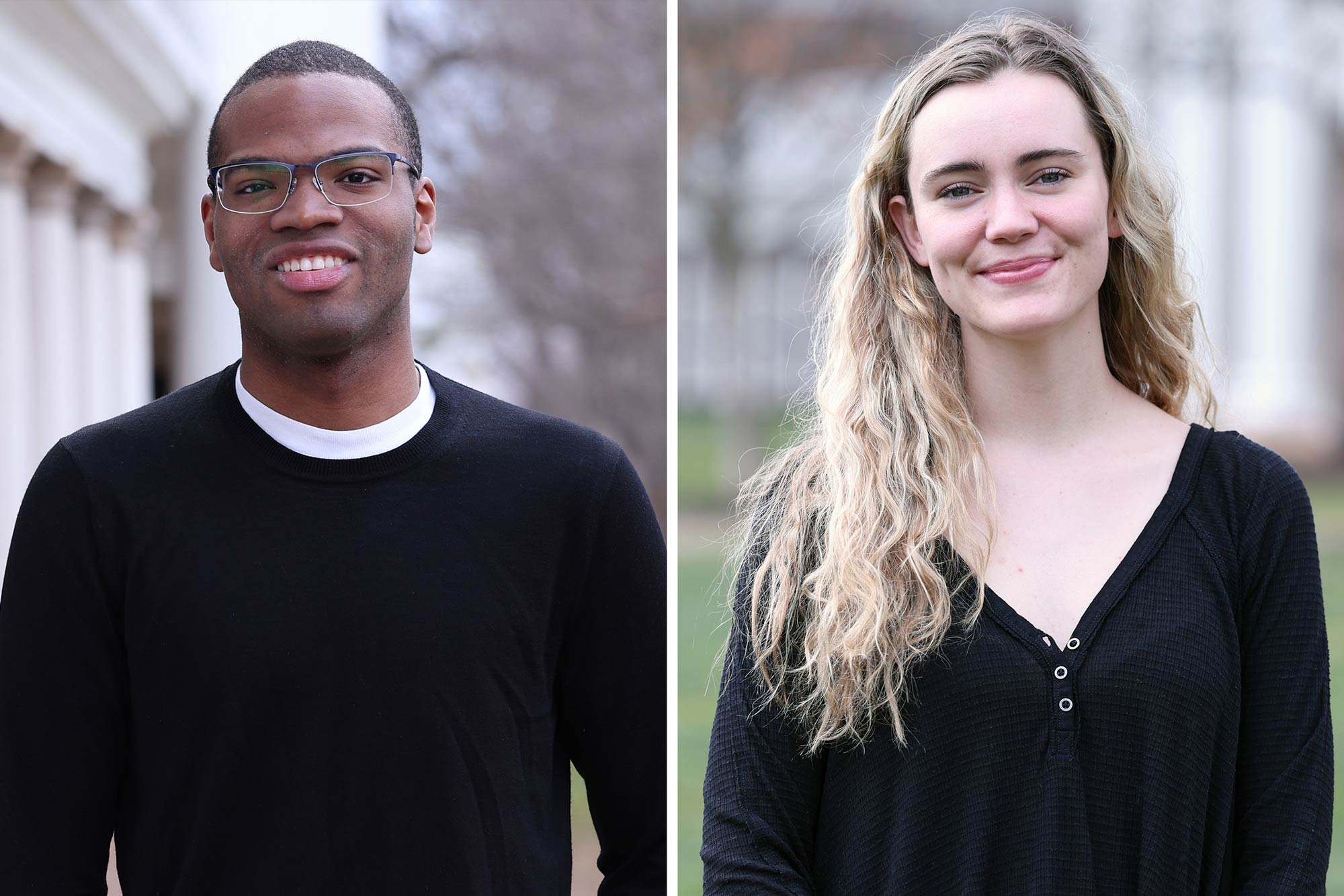 Portraits of Jered Cooper, left, and Skye Snider, right