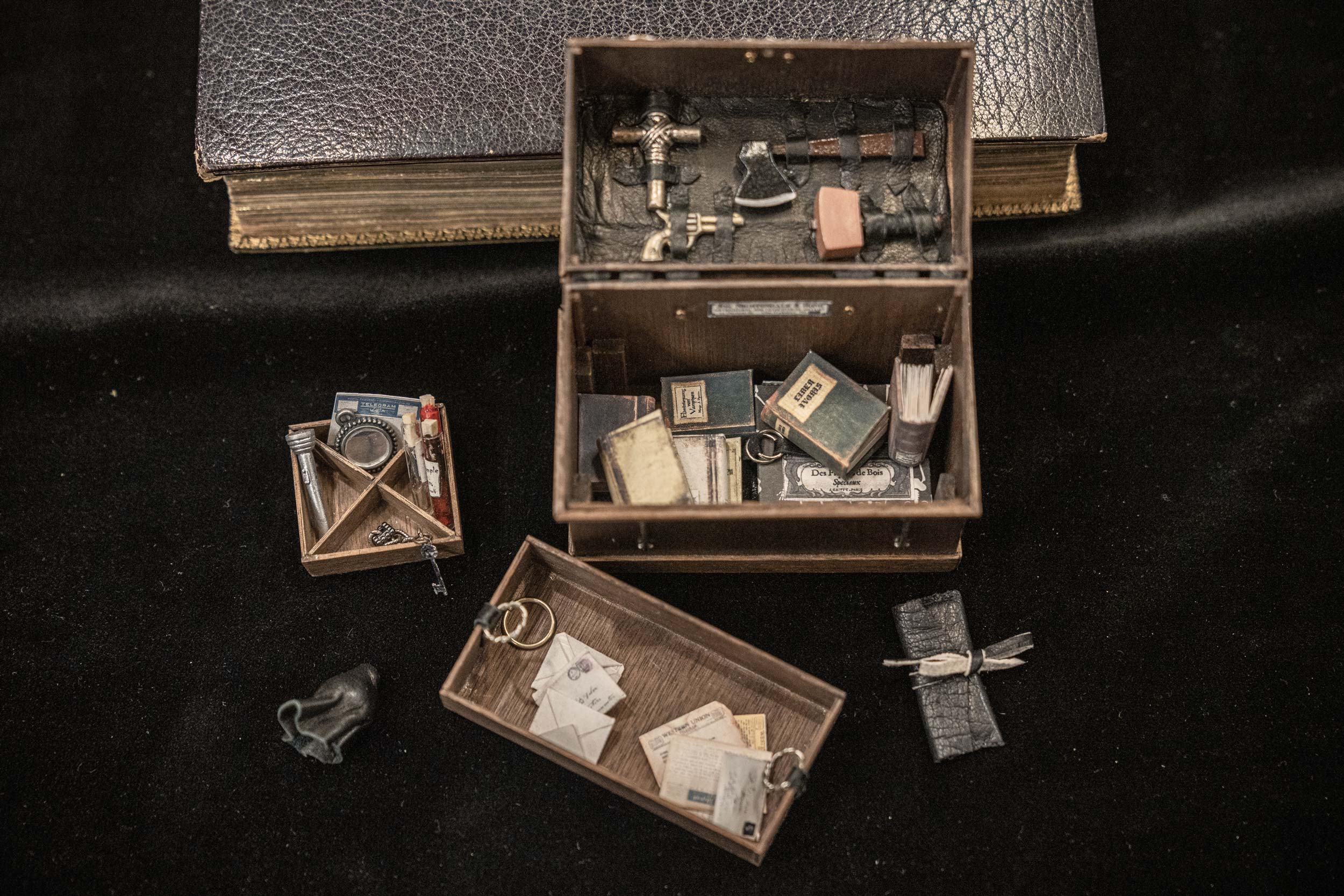 an overhead of a vampire hunting kit