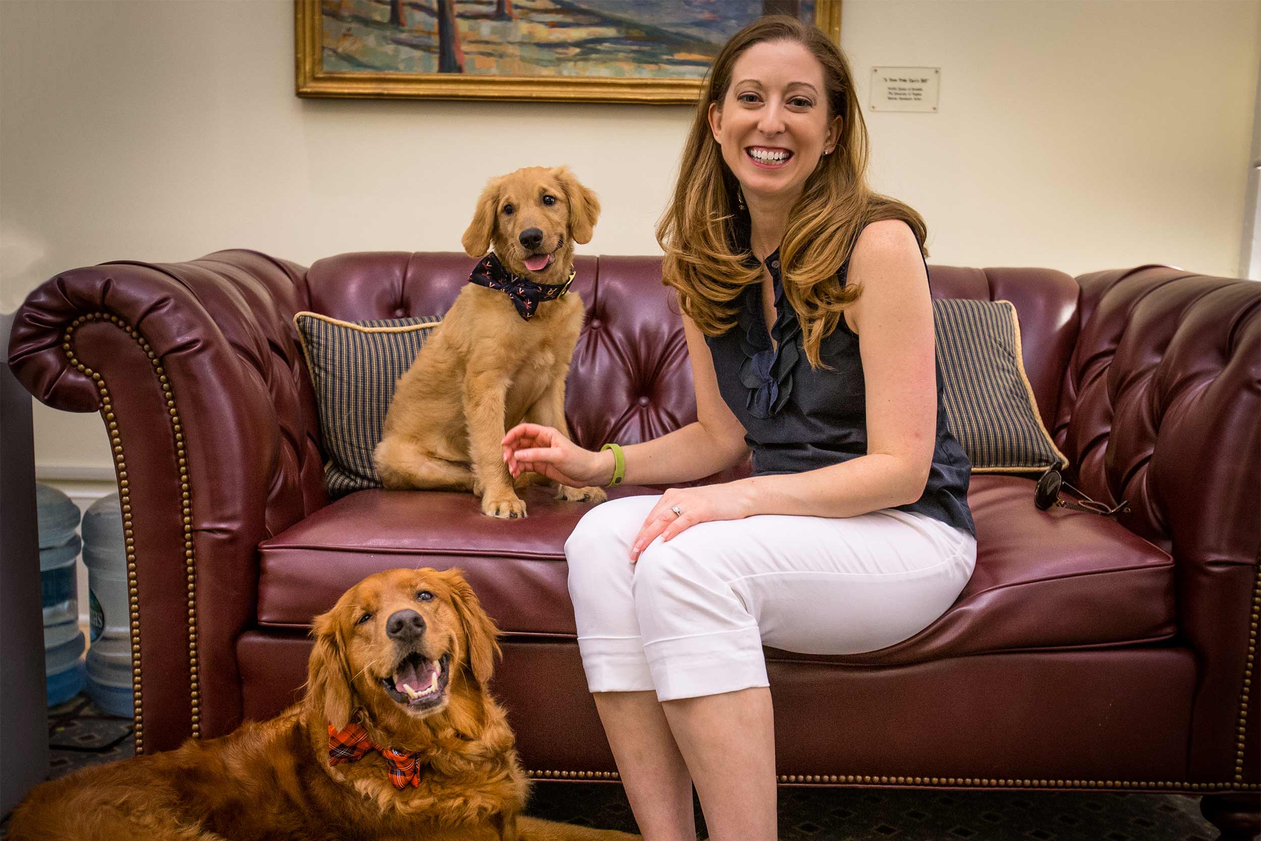 Portrait of Jeannine Lalonde with Cav Dog and Cav Pup