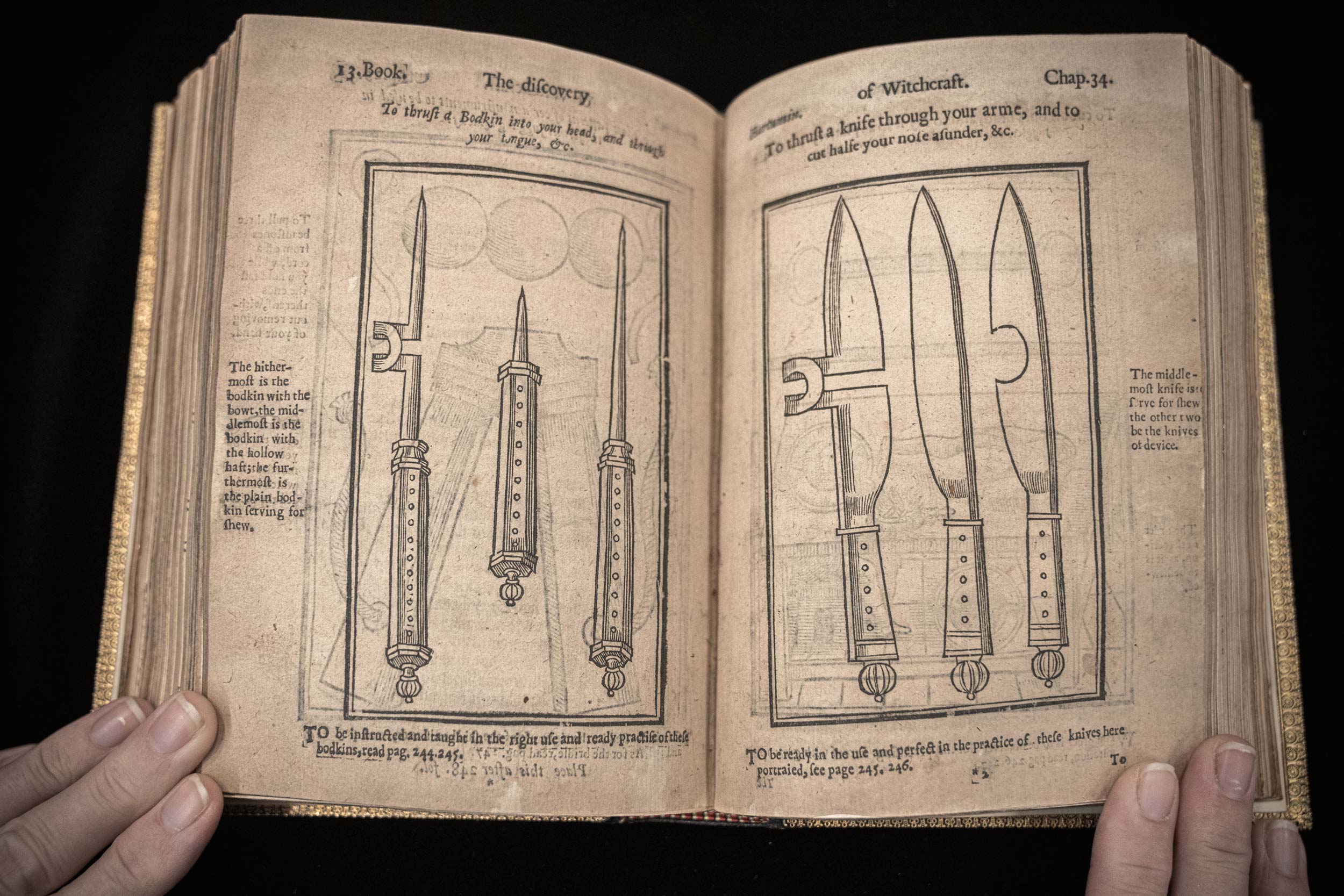 a book with illustrations of knives