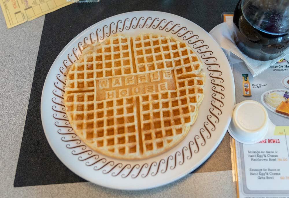 Waffle House waffle on plate 