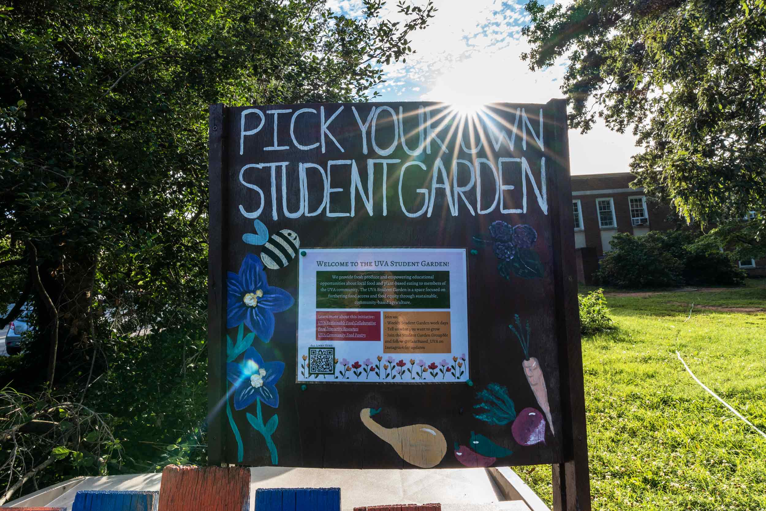 A sign at the garden says providing a gardening education is as important as providing fresh food.
