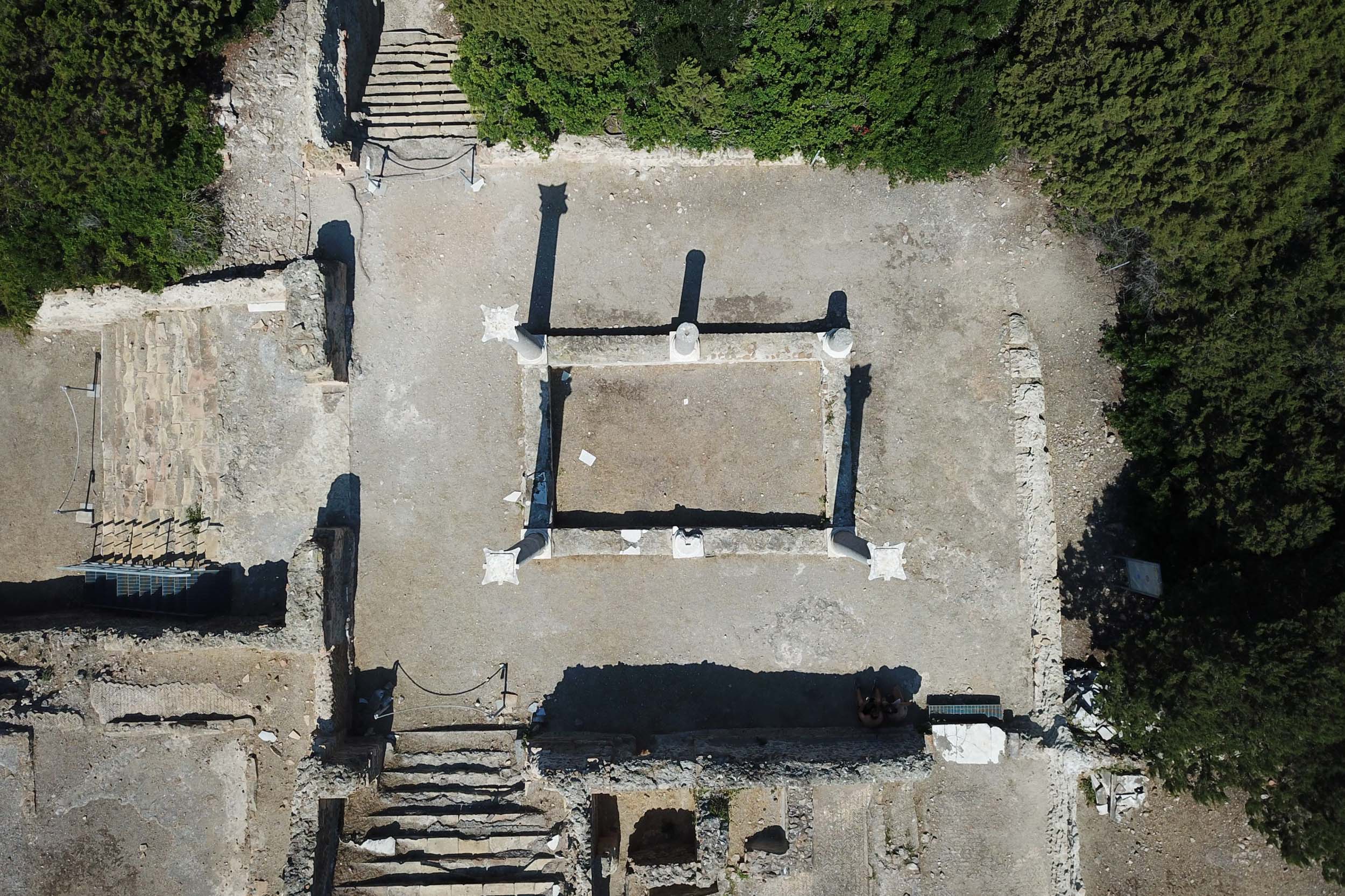 Aerial view of roman ruins