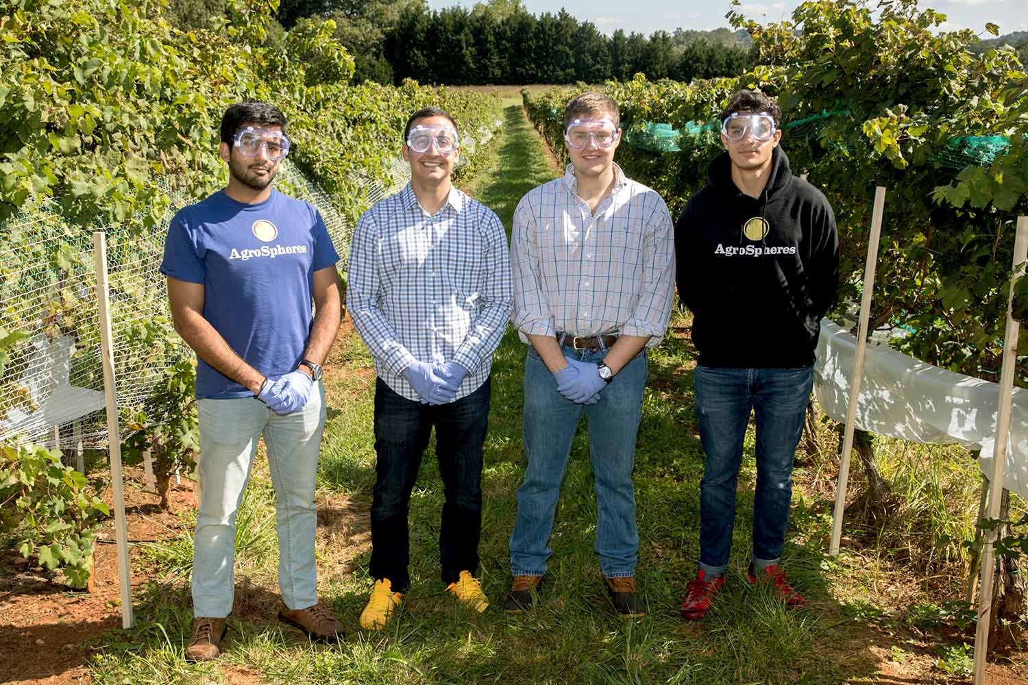 Four members of the Agrospheres team from left to right: Ameer Shakeel, Payam Pourtaheri, Zach Davis and Sepehr Zomorodi.
