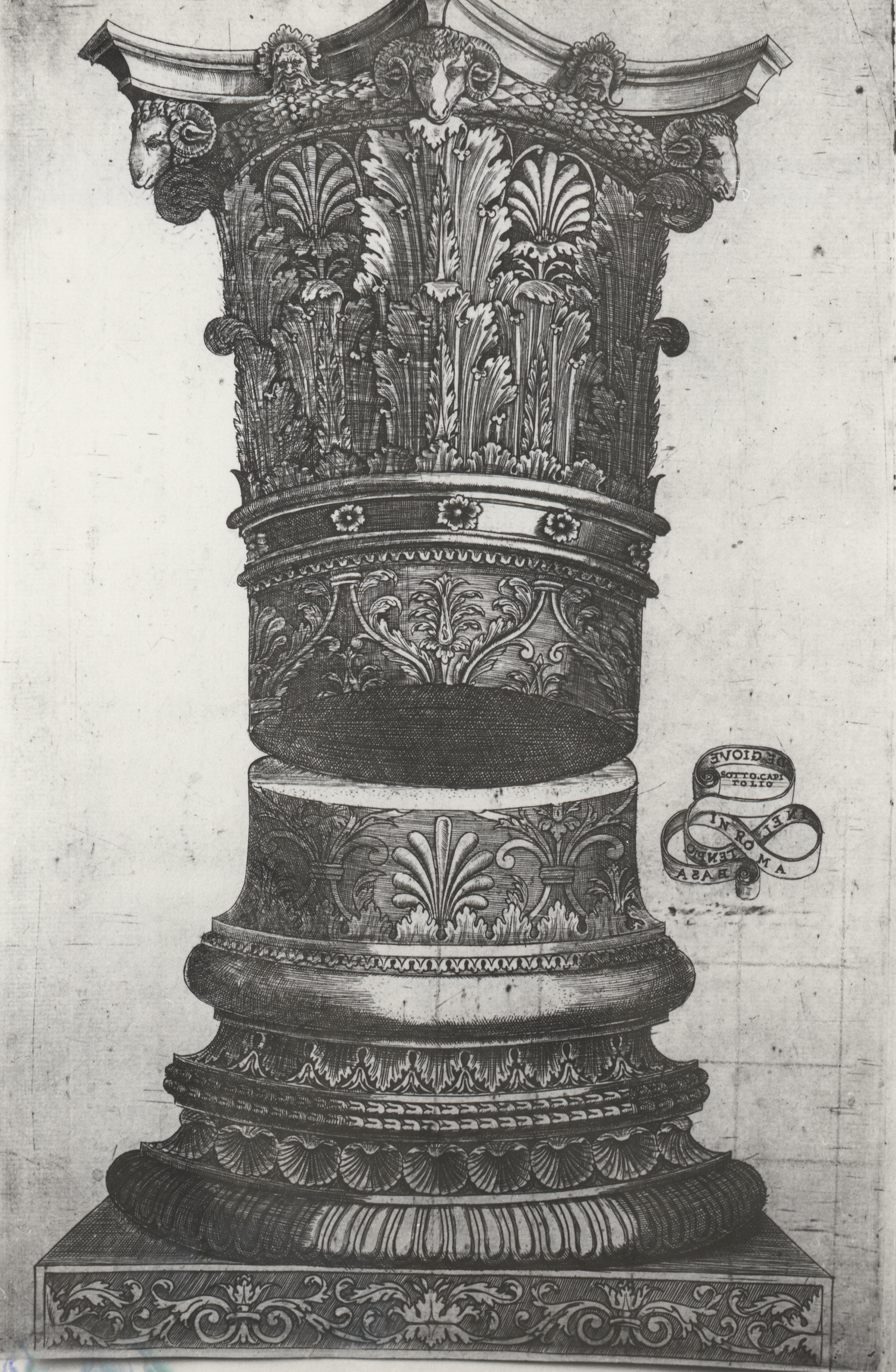 Old prints of a column from the Renaissance