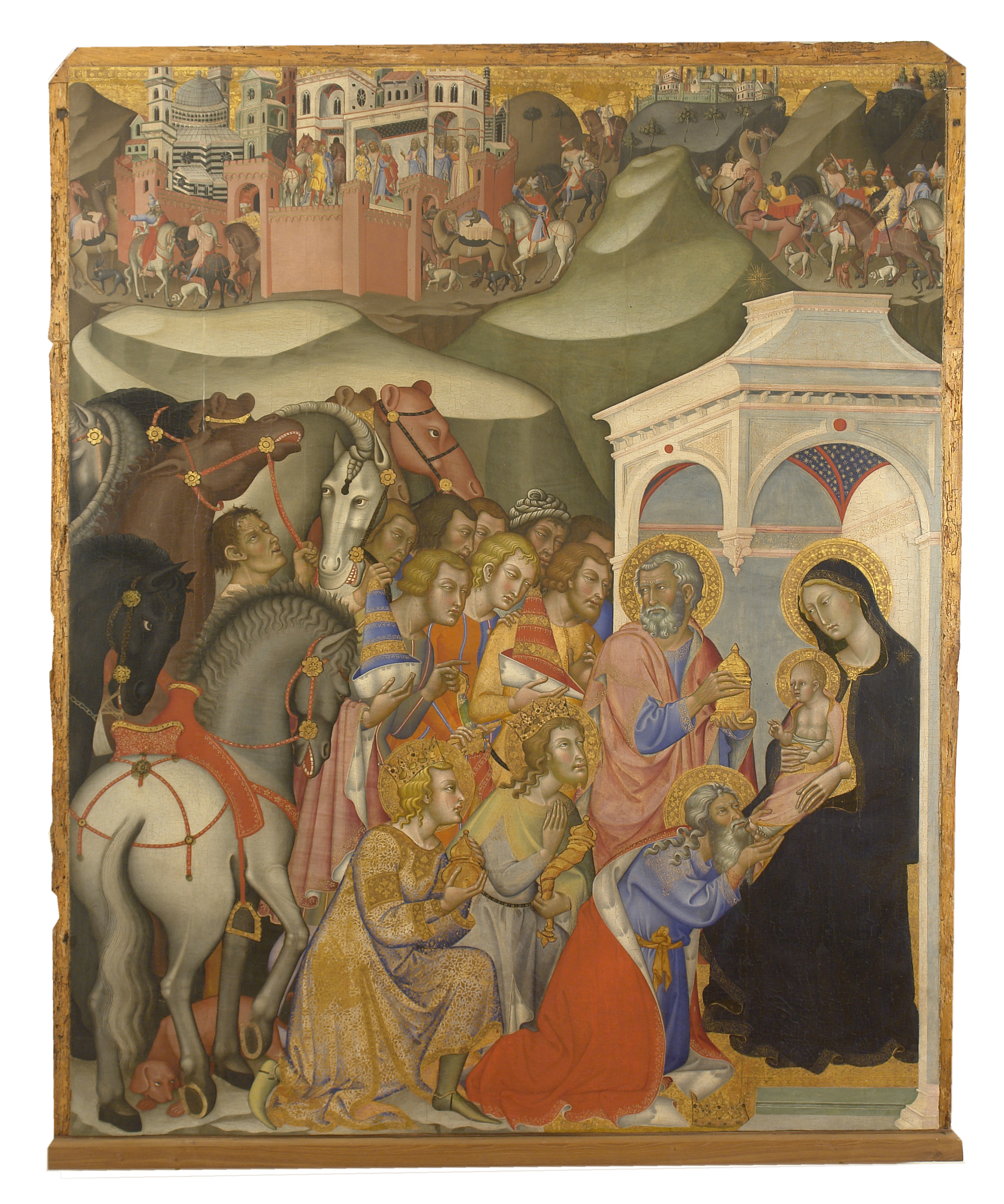 Painting of people coming to see Baby Jesus