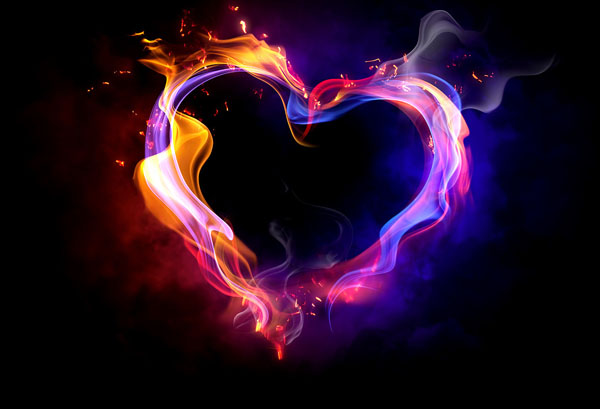 Heart made out of moving fire