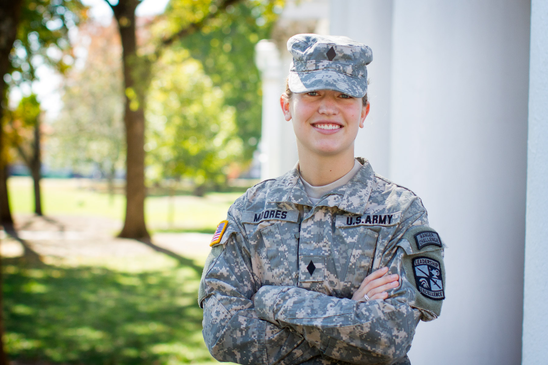 U.S. Army Cadet Maj. Aimee Moores headshot in US Army uniform