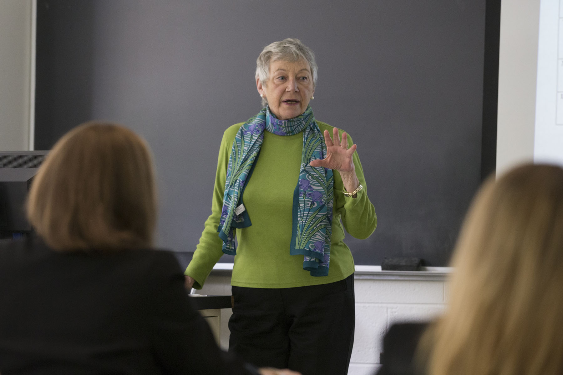 Catherine Baritaud speaking to a class