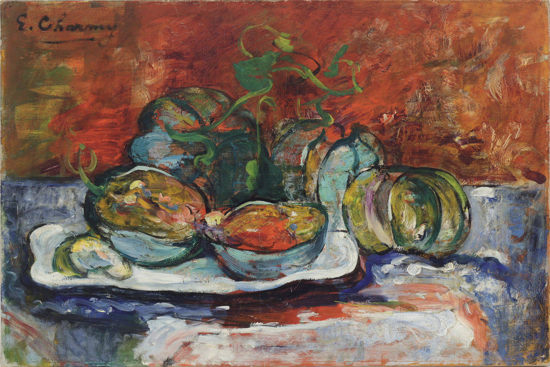 Painting of food on a table
