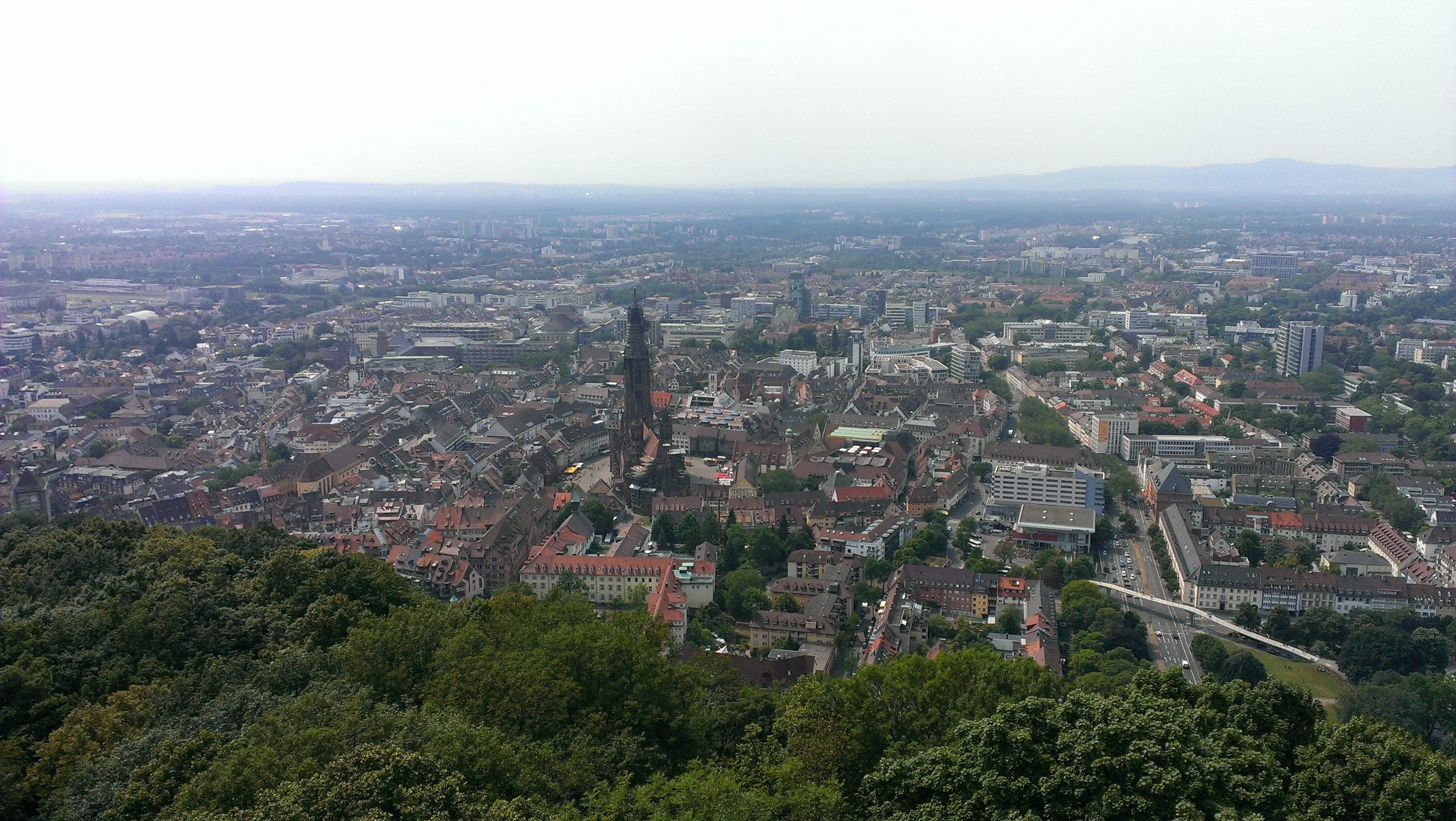 Aerial view of a European town