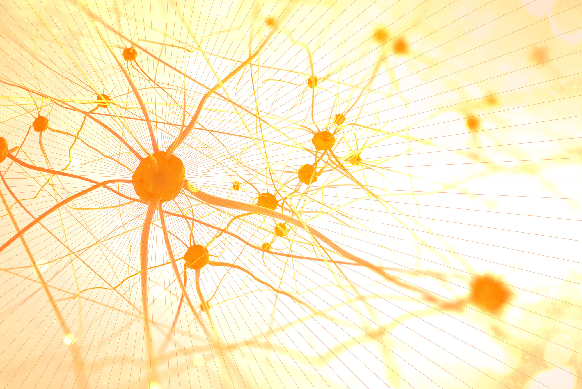 Illustration of Orange brain neurons 