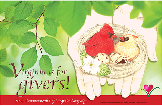 Text reads: Virginia is for Givers! 2012 Commonwealth of Virginia Campaign