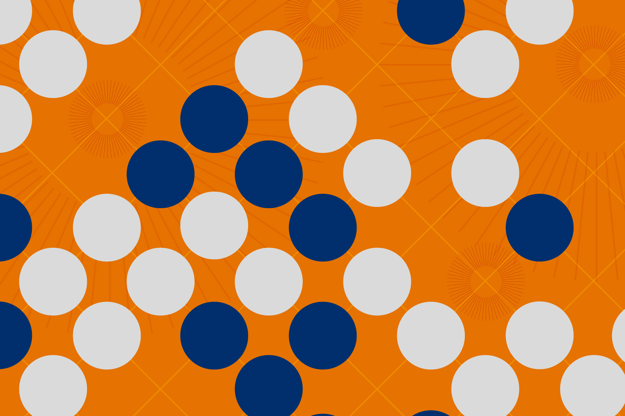 White and Blue dots on an orange background
