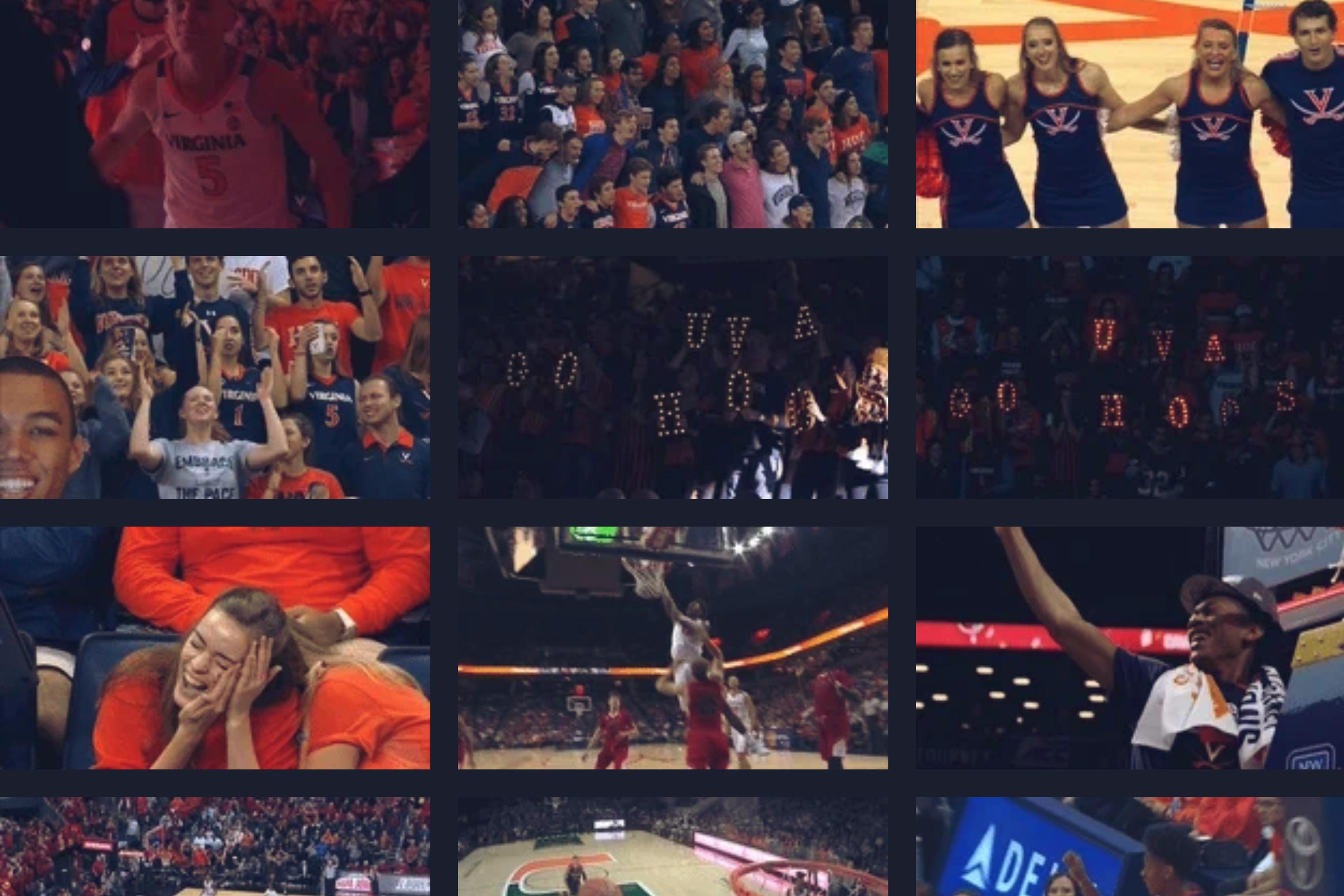 Collage of winning moments at UVA