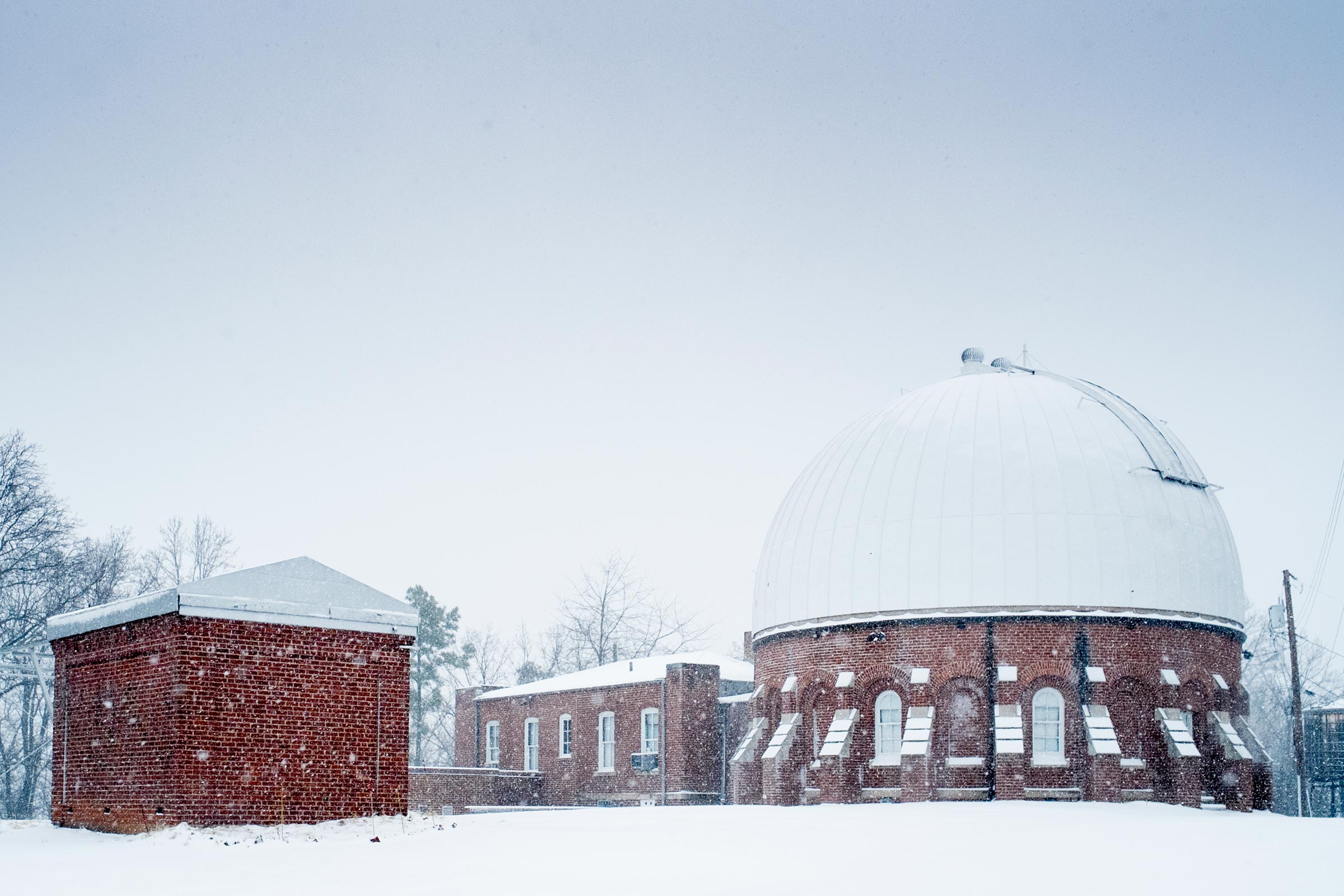 The McCormick Observatory covered in Snow
