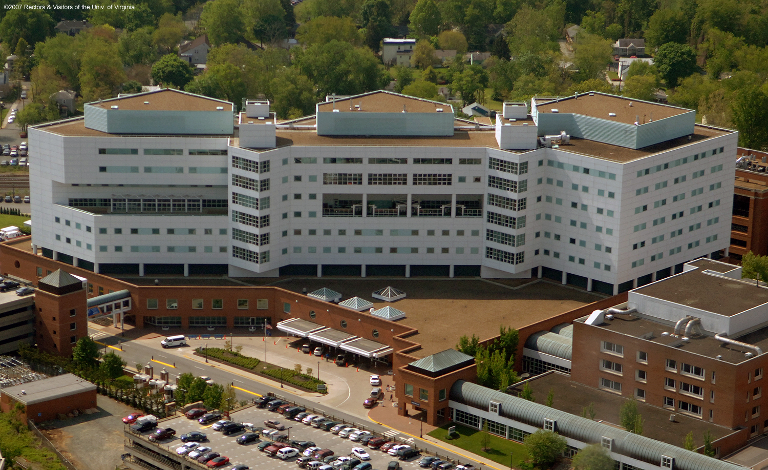 Aerial view of the UVA hospital