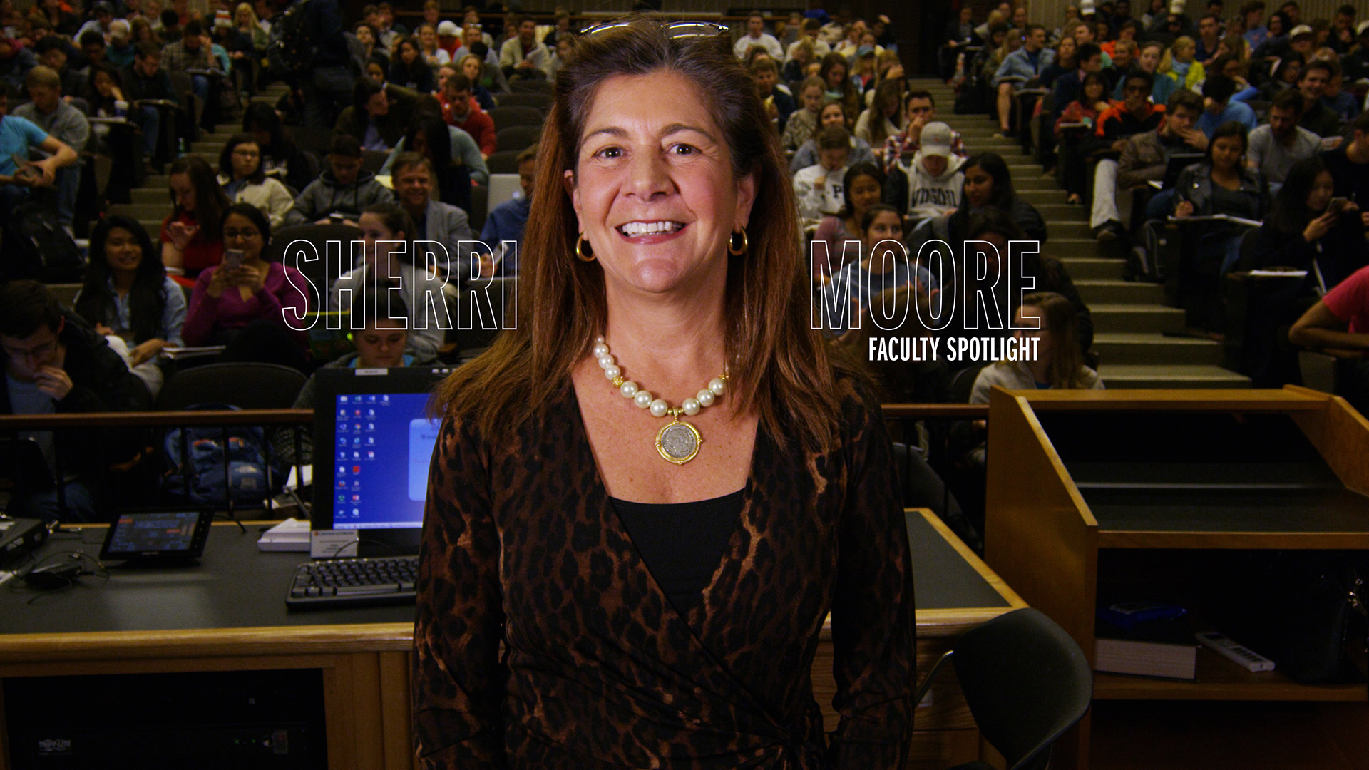 Sherri Moore headshot with the text Sherri Moore Faculty spotlight