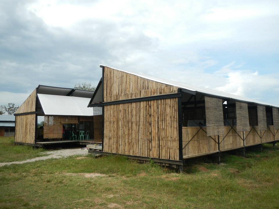 School Buildings made out of wood with no glass