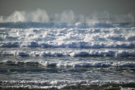 Ocean waves crashing on the land