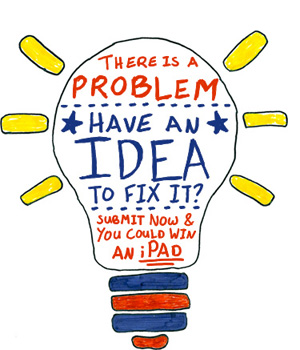 Text reads: There is a problem. Have an idea to fix it?  Submit now and you could win an iPad