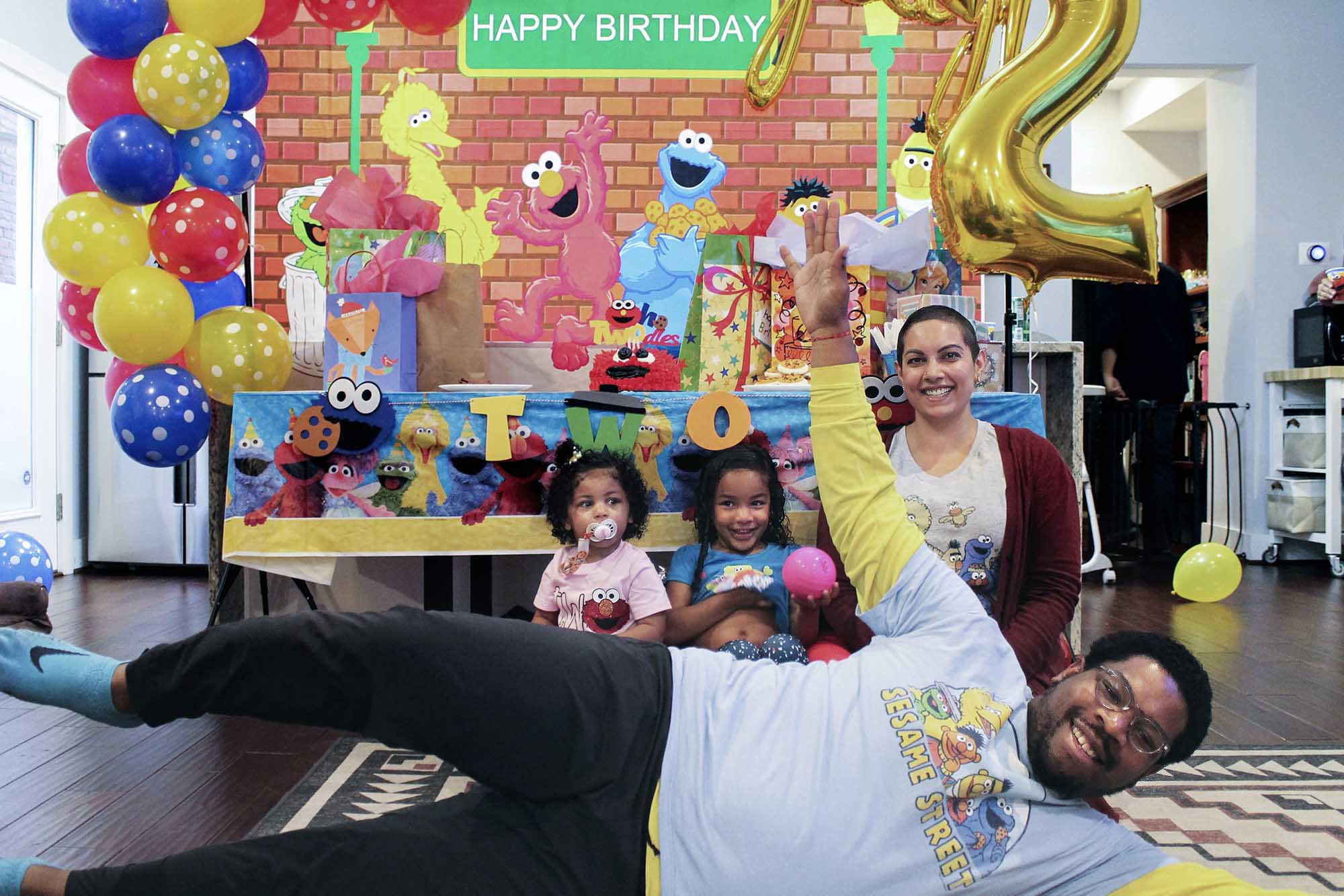 Roneil Jackson with his family at his daughter birthday party