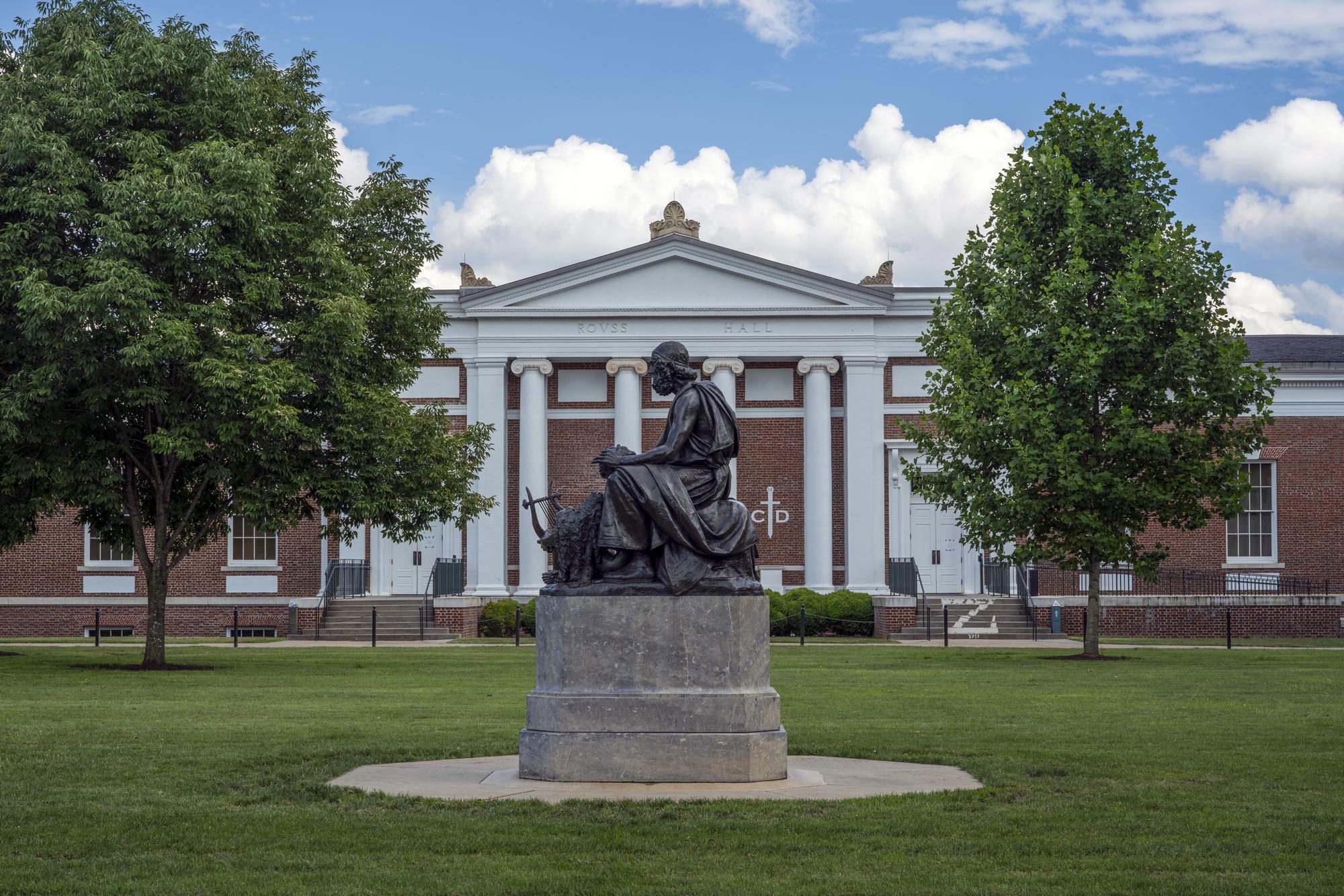 Statue in front of Rouss Hall 