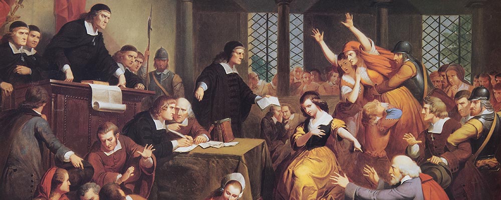 Old painting of a Salem Witch trial