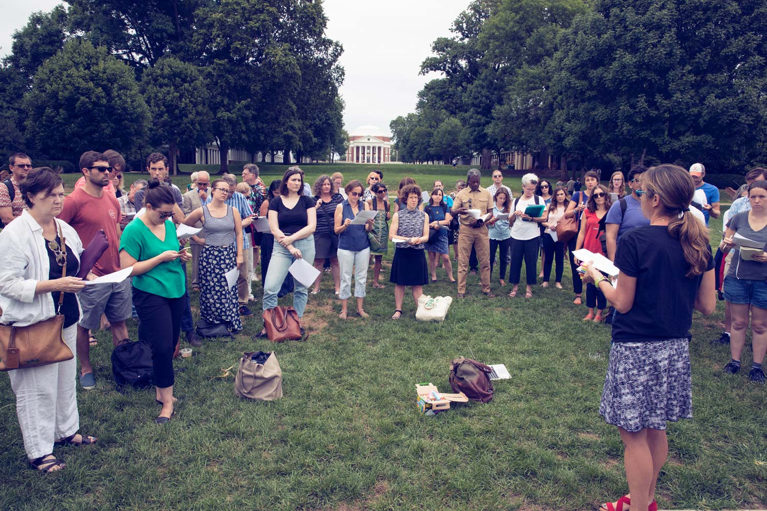 Faculty gather on the Lawn