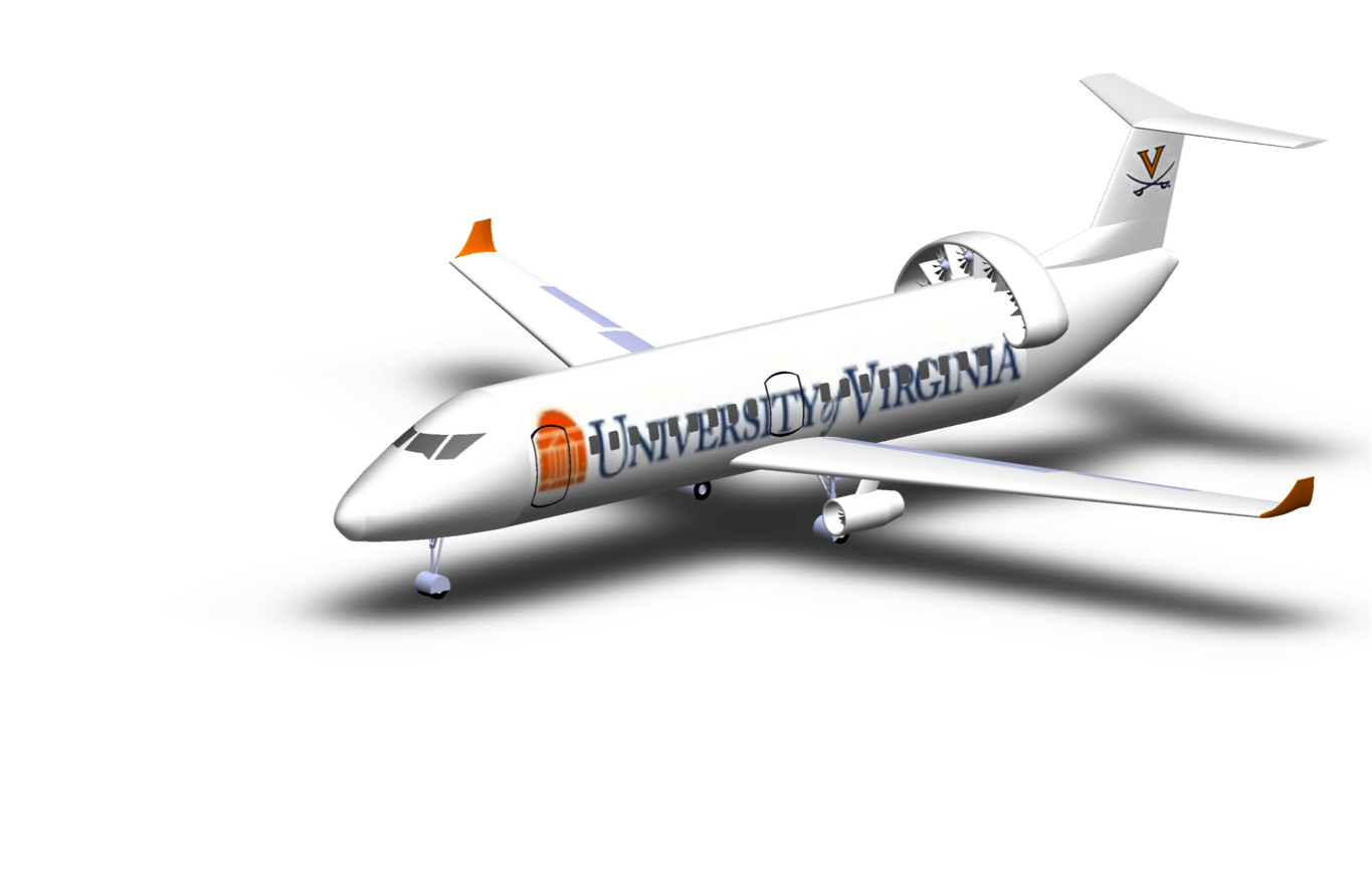 Digital drawing of a UVA airplane
