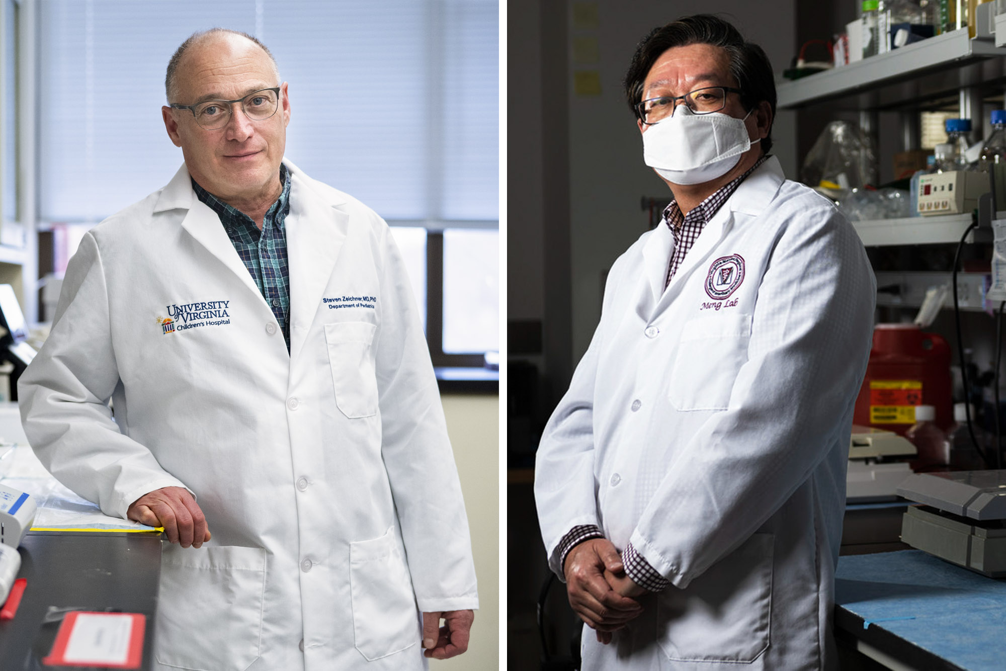 Headshots: Dr. Steven Zeichner, left, Dr. Xiang-Jin Meng’s right
