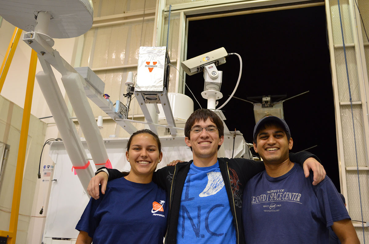 Mechanical and aerospace engineering students Emily Snavely, Patrick Van Dam and Chandrakanth Venigalla have been analyzing data collected in October during an eight hour high-altitude balloon flight.