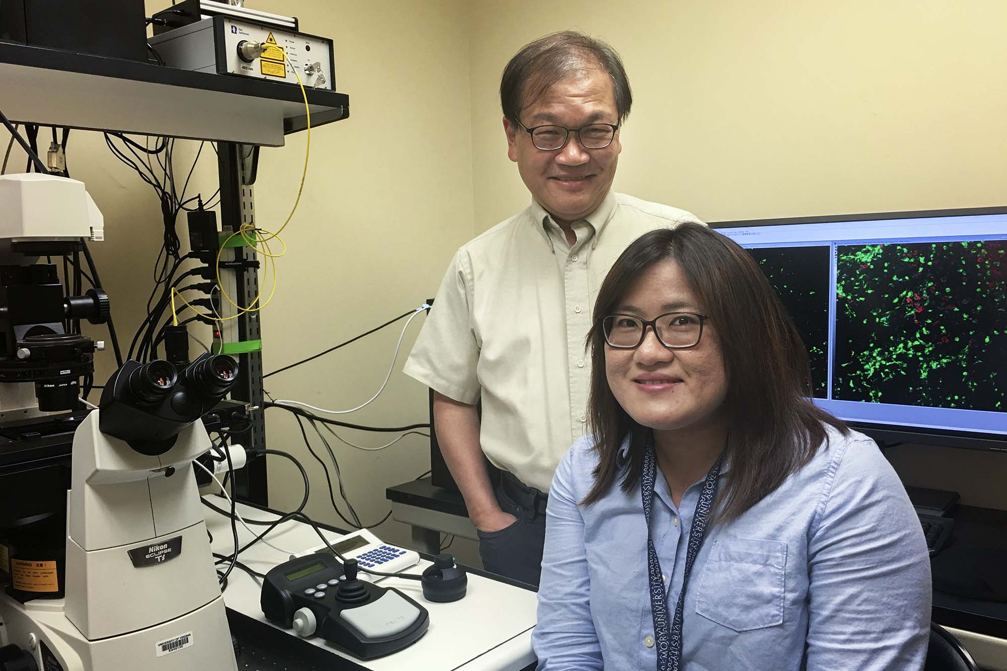 Dr. Chia-Yi “Alex” Kuan, left, and Hong-Ru Chen pose for a photo