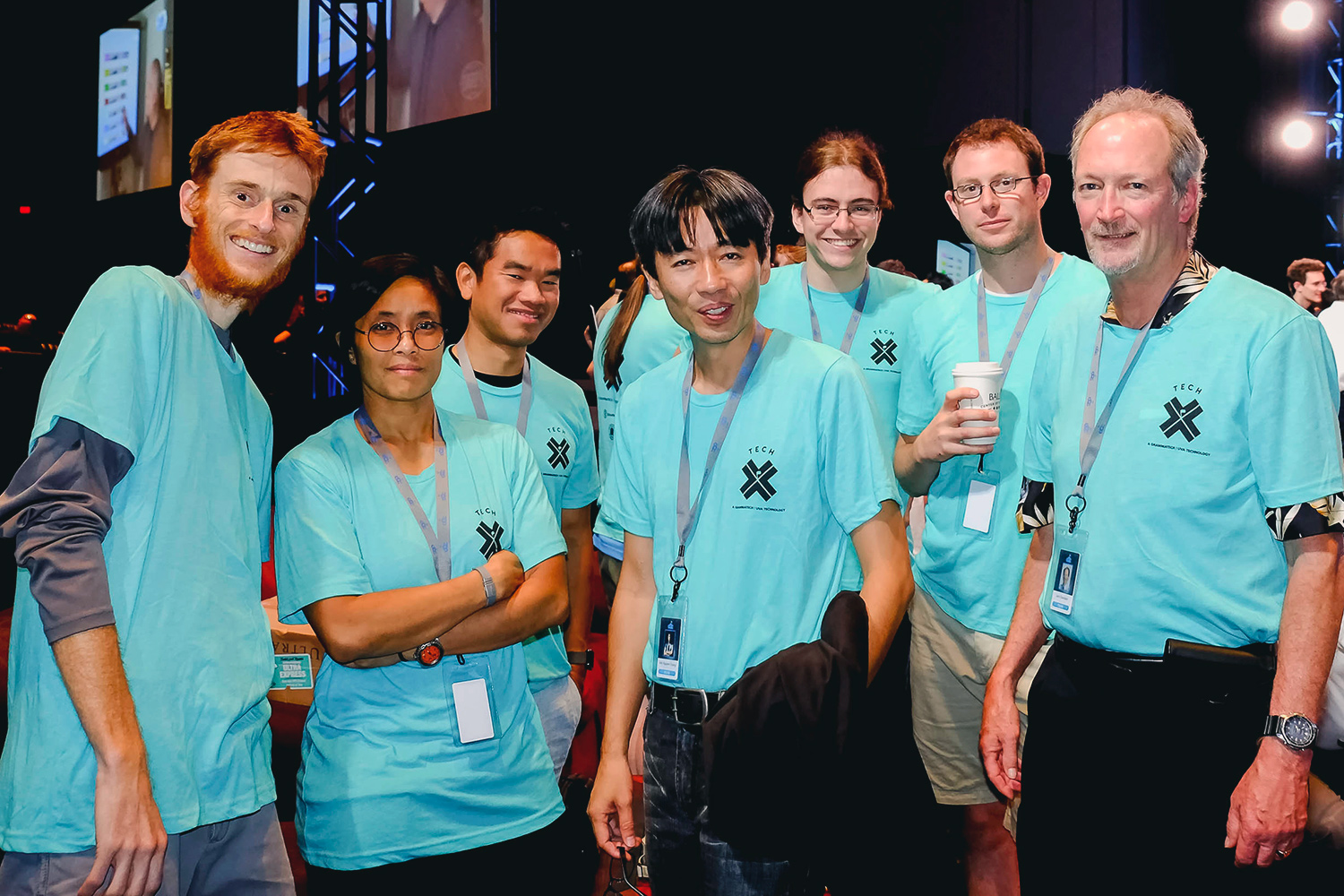 From left, Will Hawkins, Michele Co, Ducson Nguyen (GrammaTech), Ahn Nguyen, Derrick Morris, Eric Rizzi (GrammaTech), Professor Jack Davidson