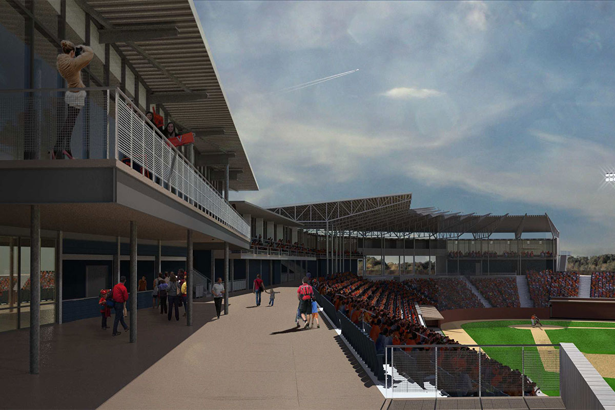 In this view, the main concourse is extended down the right-field line.