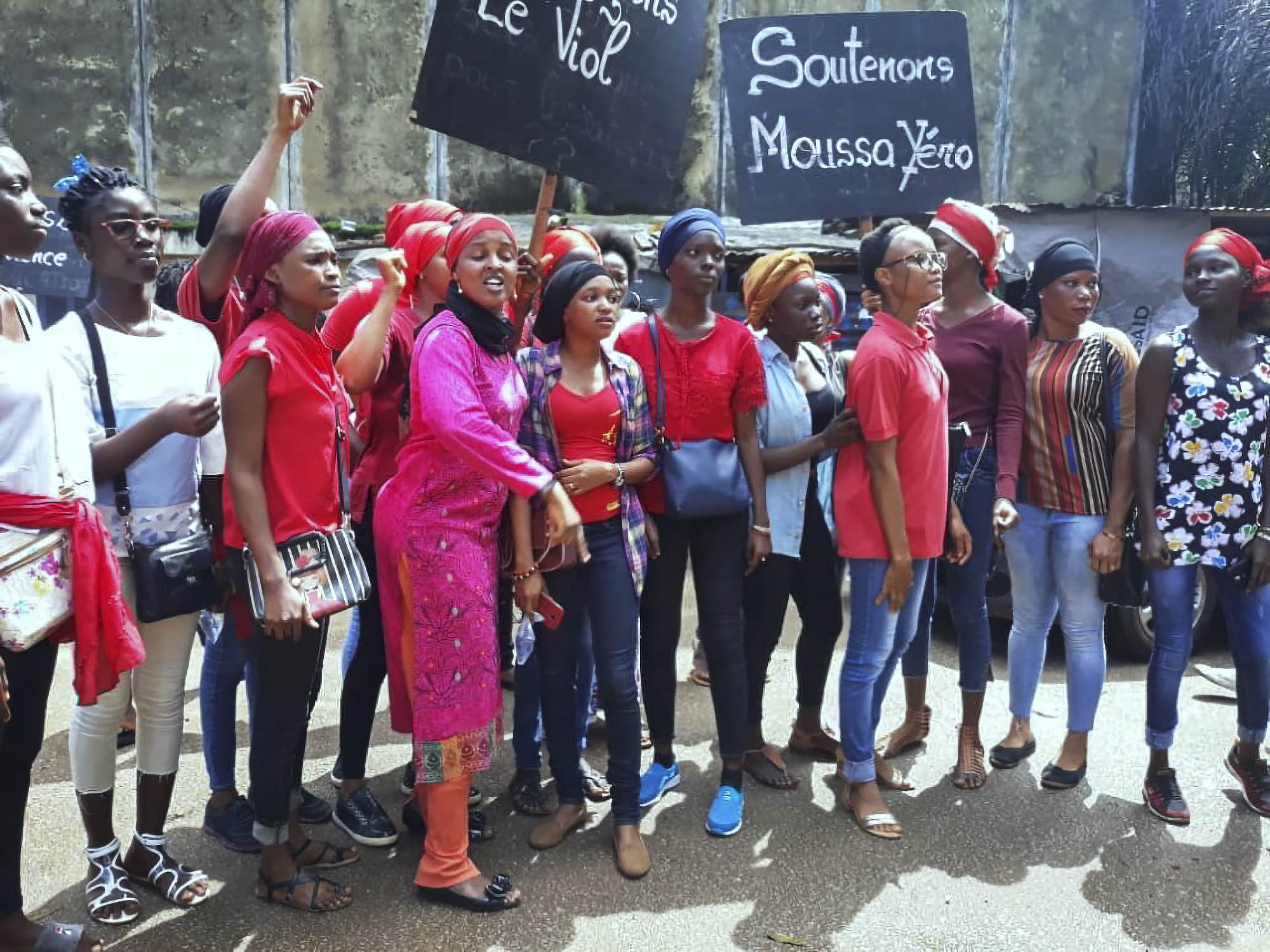 Female activists protesting in Guinea
