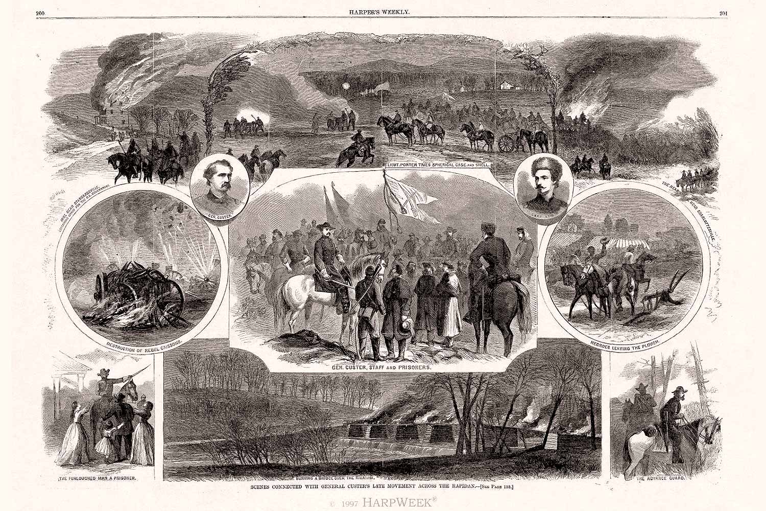 A.R. Waud’s sketches for Harper’s Weekly of the events of the Battle of Rio Hill.