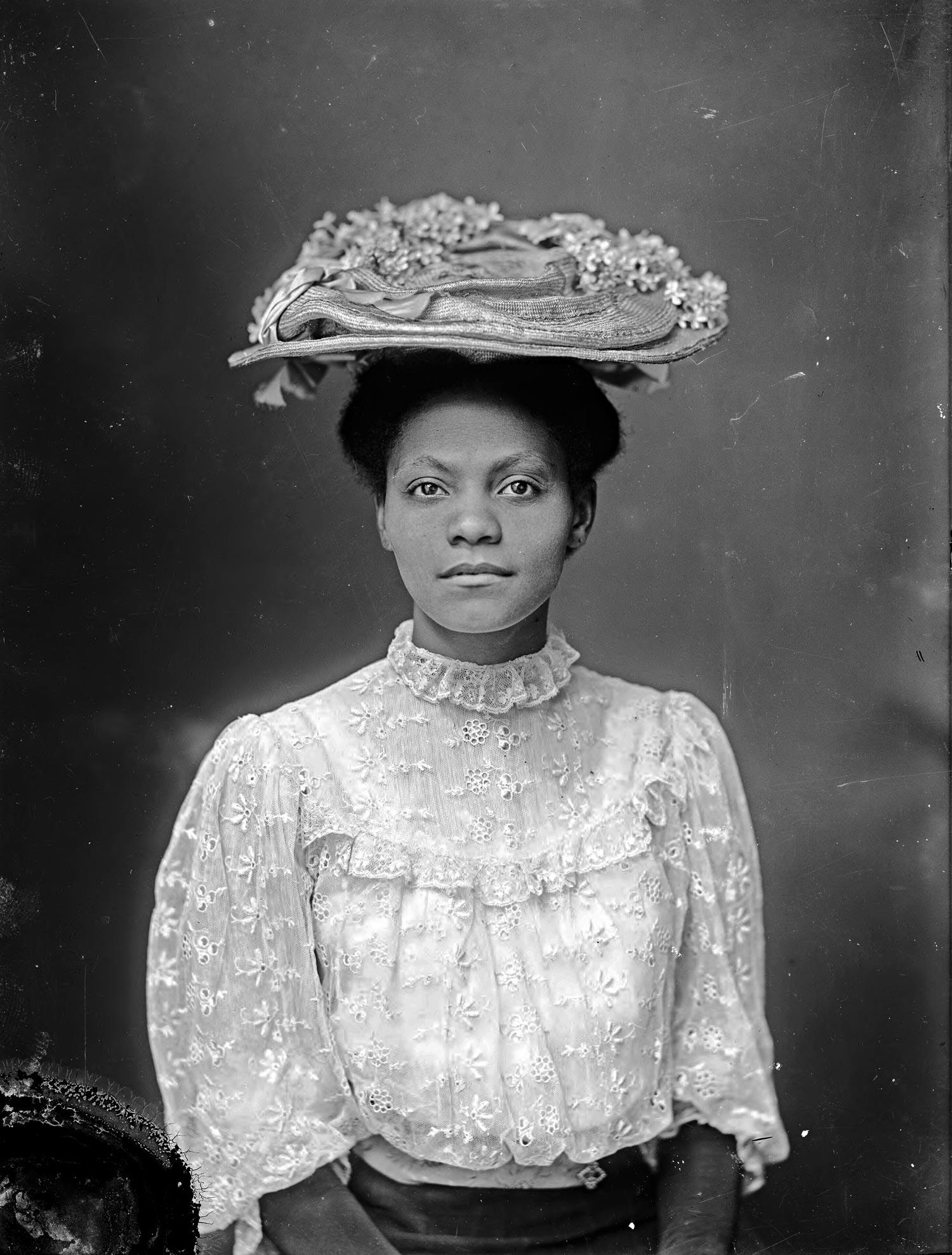 An unidentified woman black and white image