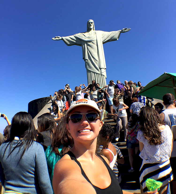 In her time off, D’Elia has been visiting popular Rio attractions like the famous Christ the Redeemer statue that overlooks the city.