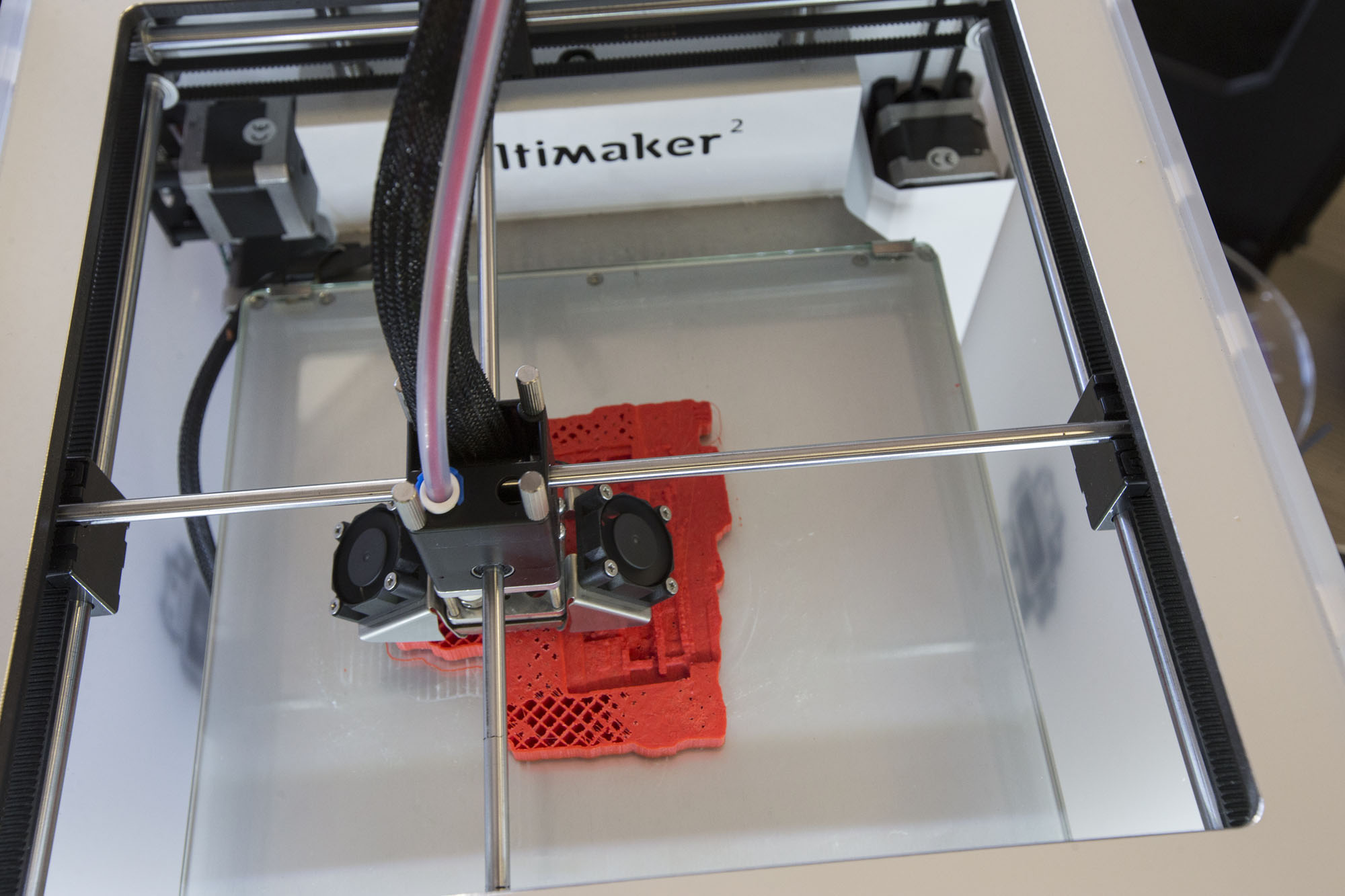 The Makerspace’s Ultimaker 3-D printer creates a detailed miniature of the Morgantina dig site in Sicily.