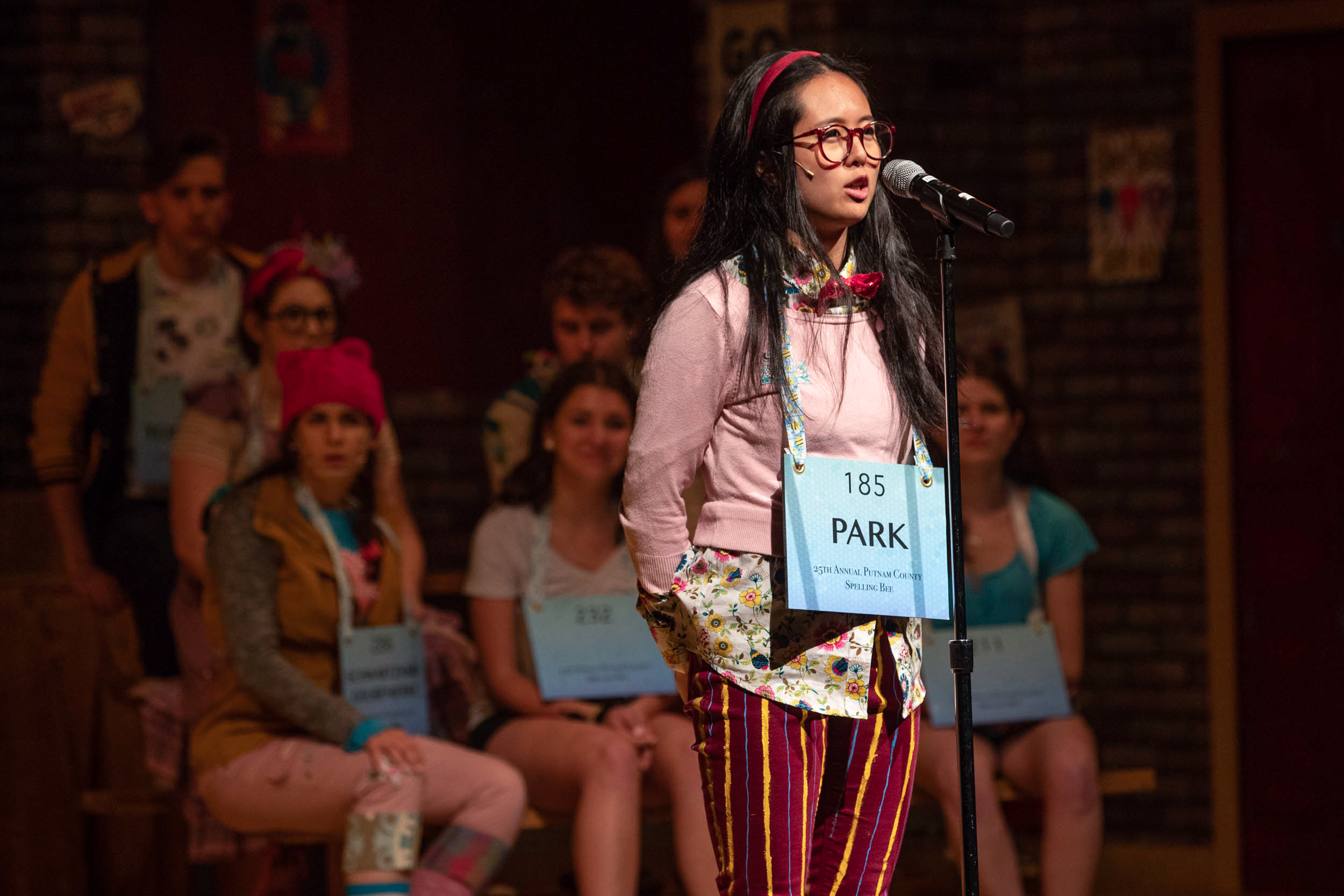 Marcha Kiatrungrit rehearses for her role as Marcy Park in the drama department’s production of “The 25th Annual Putnam County Spelling Bee.”
