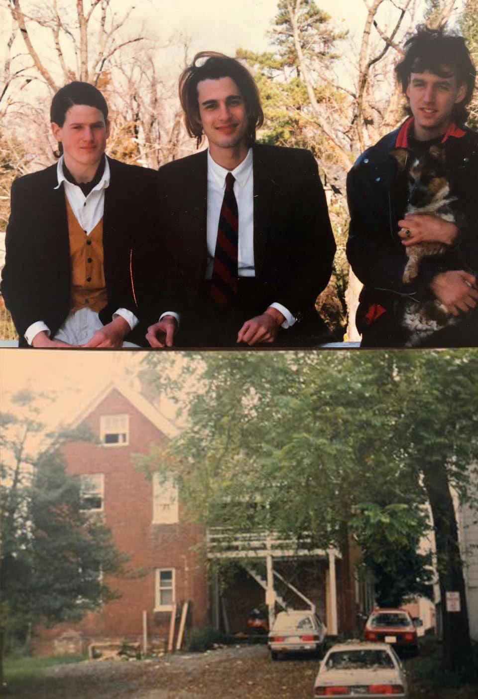 Top: UVA students, from left, Rod Beaver, David Berman and Gate Pratt.  Bottom:  Red House the above lived in