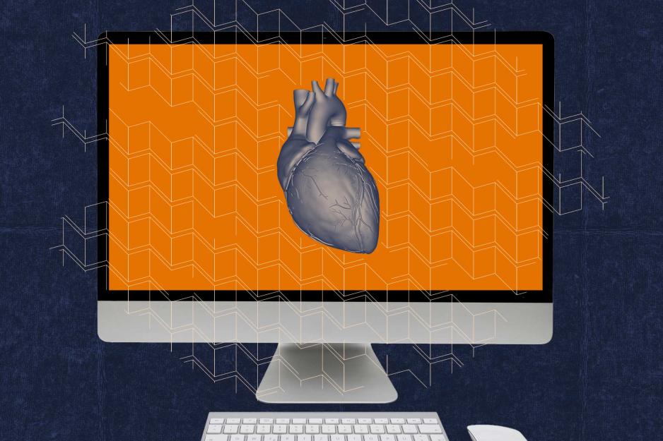 Illustration of a heart on a computer monitor