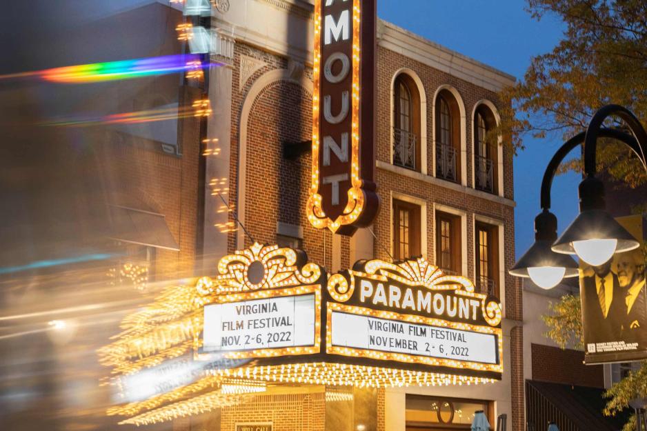 Blurred motion picture of the paramount theater