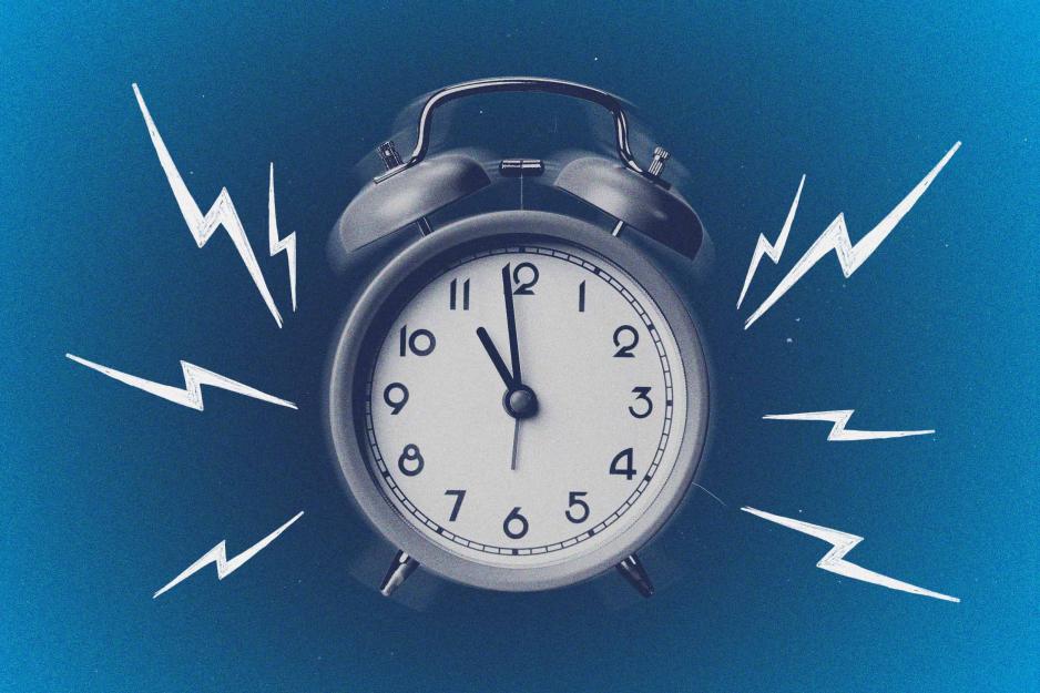 Alarm clock with lightning bolts indicating sound