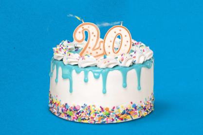 melting 20 candles on a cake